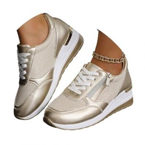 ticticlily Chaussure Femme Baskets Orthop&eacute;diques avec Fermeture &eacute;clair Baskets D&eacute;contract&eacute;es avec Soutien De La Vo&ucirc;te Plantaire A Or 42 EU (Ticticlily, neuf)
