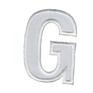 Patch Ecusson Thermocollant Lettre Blanche 3,50 x 5 cm Lettre G (Filou Face, neuf)