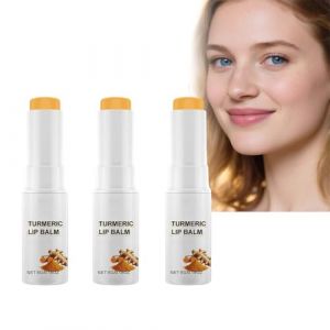 Baume &agrave; l&egrave;vres au curcuma pour les l&egrave;vres fonc&eacute;es, avec vitamine E, cr&egrave;me de soin hydratante longue dur&eacute;e, nourrit, illumine, hydrate, lisse pour les l&egrave;vres s&egrave;ches et gerc&eacute;es (3Pcs) (anshangxidi, neuf)