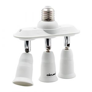 DiCUNO 3 en 1 E27 Adaptateur séparateur de prise de lumière LED Ampoule Base, 360 Degrés Réglable, Adaptateur de Support d'Adaptateur Extender 220-240V (DiCUNO EU Direct, neuf)