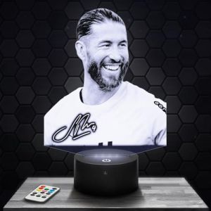 Lampe de chevet, Veilleuse Tactile S. Ramos Joueur de foot Sport Lampe 3D LED illusion, Idée cadeau Noël anniversaire garçon et fille Lampe de nuit chambre d'enfant ou adulte (CS LASER, neuf)