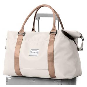 Sac de Voyage Femme Sac de Sport Sac Voyage Taille Bagage Cabine 40x20x25 pour Ryanair Sac Weekend Sac Cabine Avion Sac Polochon Bagage a Main Sac Maternit&eacute;,A8-Beige avec Brun (WONHOX, neuf)
