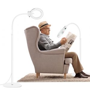 NZQXJXZ 2 en 1 Loupe de Lecture avec Lumière et Support, Lampe Loupe 5X et 10X avec 36 LED de Luminosité Réglable, Lampe Loupe à Col de Cygne Flexible pour le Travail de près,l'artisanat et la Lecture (Sumcoolstore, neuf)