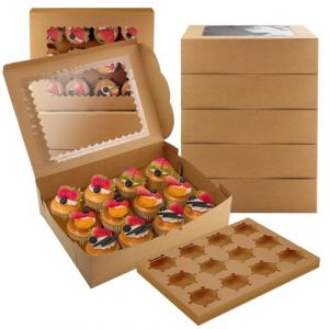 Zosenyer Bo&icirc;te &agrave; G&acirc;teau 10 Pi&egrave;ces, Bo&icirc;te &agrave; Cupcake Avec 12 Trous, Bo&icirc;tes de Transport pour G&acirc;teaux pour Emballer des G&acirc;teaux et D&eacute;corer des Cadeaux (Brun) (Zosenyer Kft, neuf)