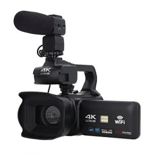 VBESTLIFE Caméscope Caméra Vidéo 4K Ultra HD, Zoom Numérique 18X 3.0in IPS écran Tactile WiFi 2.4G Vlogging Enregistreur Vidéo, avec Microphone, Stabilisateur Portable et Télécommande (Xnaidzv, neuf)
