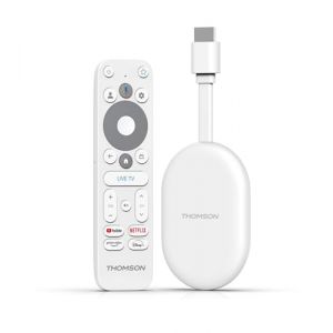 THOMSON Google TV Go Cast 150, 4K UHD, Dongle de Streaming, Dolby Atmos, Dolby Digital+, Commande vocale, Googlecast, SDRAM 2 GB, Mémoire Flash 8 GB, Adaptateur Secteur multiconnecteur (StreamView, neuf)