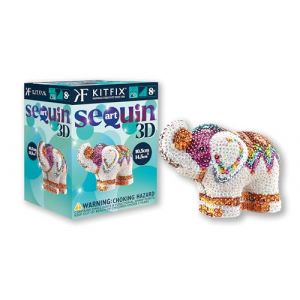 Kitfix - Sequin Art 3D Éléphant - Image à paillettes 3D - Kit de création pour adolescents, adultes et enfants de plus de 8 ans - 1121 (Kitfix, neuf)