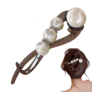 Barrette &Eacute;l&eacute;gante &Agrave; Torsade | D&eacute;coration Perle M&acirc;choire Anti-D&eacute;rapante Pince Mode &Agrave; | Barrettes &Agrave; Cheveux Avec Perles Pour Femmes | pour Femmes Grand-m&egrave;re Maman &Eacute;pouse et (Gusengo, neuf)