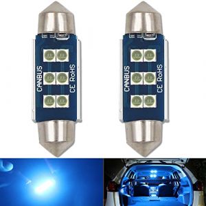 HSUN Lot de 2 ampoules LED Festoon C5W de 39 mm, 12 V-14 V Canbus sans erreur avec puce 6 LED SMD3030 pour int&eacute;rieur de voiture, plafonnier, liseuse, coffre, etc. Bleu glacier (Eseastar-EU, neuf)
