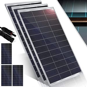 KESSER® Panneau solaire monocristallin Panneau solaire - 18 V pour batteries 12 V, photovoltaïque - Cellule solaire Installation PV - 3er Set - 165 Watt (WMK Trading GmbH, neuf)