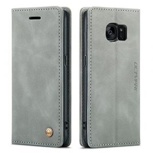 QLTYPRI Etui Coque pour Samsung Galaxy S7 Edge, Portefeuille Fentes Cartes Housse Antichoc Cuir PU Vintage Portefeuille Etui Compatible avec Samsung Galaxy S7 Edge - Gris (zhihen, neuf)