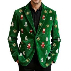 Costume de Noel Homme Veste Blazer Chic et Elegant De Noël Veste de Costume Blazers en Velours Côtelé d'affaires Costumes et Vestes Hommes Idee Cadeau Deguisement Smoking pour Mariage Fête Festiven3 (LiuZhenKeJi, neuf)