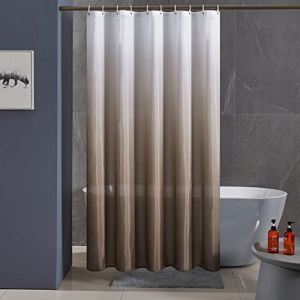 Furlinic Rideau de Douche Anti Moisissure Tissu Lavable en Machine Petit Rideau de Bain Textile en Polyester Imperm&eacute;able avec 10 Anneau Rideau Douche 150x180cm Taupe D&eacute;grad&eacute; (newpower, neuf)