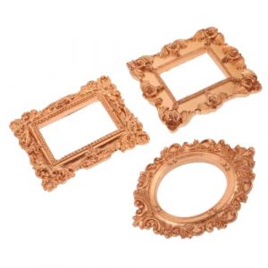 BESTYASH Lot de 3 Mini Cadres Photo Dor&eacute;s en R&eacute;sine Baroque Petits Cadres Vintage pour Manucure et Nail Art D&eacute;coration Studio Nail Art et Accessoires Photo de Table 3 Styles (Feast of Yan, neuf)