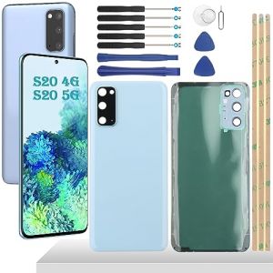 YHX-OU 6.2'' Cache Batterie pour Samsung Galaxy S20 Galaxy S20 5G Vitre arri&egrave;re avec Lentille de Cam&eacute;ra, Coque arri&egrave;re de Batterie Remplacement pour Galaxy S20 S20 5G SM-G980 SM-G980F + Outil (Bleu) (HWTome, neuf)