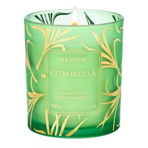 M&SENSE Bougies Parfum&eacute;es Citronnelle &ndash; Bougies en Soja Non Toxiques 230g 42h, Cadeau Anniversaire Maman pour Salle de Bain, Bougies parfum&eacute;es d'int&eacute;rieur (M SENSE OFFICAL STORE, neuf)