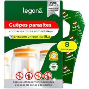 Legona Trichogrammes Anti Mites Alimentaires - 8 Cartes &agrave; 1 Livraison - Anti-Mites Naturel - Puissant Produit Contre Les Mites (Legona-FR, neuf)