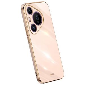 Topme Coque en Silicone pour Huawei Pura 70 / Huawei P70 (6.6" inches), [ Etui Housse de T&eacute;l&eacute;phone de Style Bord Dor&eacute;] - Rose (topme, neuf)