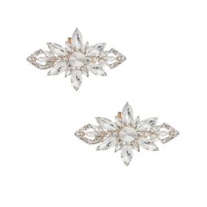 Pwsap 1 Paire Luxe Strass Clips de Chaussures, Pinces &agrave; Chaussures &agrave; Fleurs Exquises de Mari&eacute;e, Clips &agrave; Chaussures D&eacute;tachables en Cristal, Brillant Bijoux de Chaussures pour Robe Chapeau Sac, Or (Mxcwir EU, neuf)