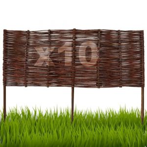 Floranica Bordures de Parterre en Saule Lot de 10 pi&egrave;ce 30 cm x 100 cm Cl&ocirc;ture en Bois de Osier pour Bordure Plate-Bande Palissade Bordures de Fleurs D&eacute;coratives Panneau en Saule (Pemicont, neuf)