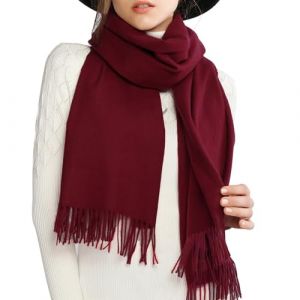 RIIQIICHY &Eacute;charpe D'hiver en Laine Cachemire Sensation de Chaleur Grande &Eacute;charpe Pashmina &Eacute;tole Pour Femmes,Bourgogne,Large (RIQICHY, neuf)