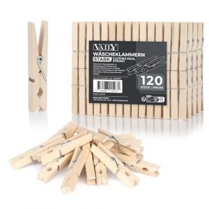 Vaily Pinces à Linge en Bois - Pinces à Linge en Bois pour séchoir à Linge, Corde à Linge, Bricolage et décoration - 120 pièces (Olsen Store GmbH, neuf)