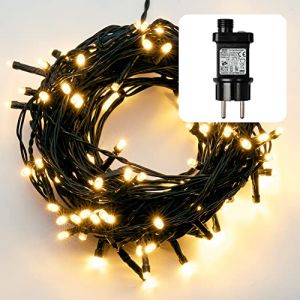 Hellum LED chaîne de lumière extérieure avec minuterie I 19,9m 200 LED I chaîne de lumière blanc chaud I chaîne de lumière LED à alimentation électrique avec fiche I lumières <59 lm 577389 (Hellum Direkt, neuf)