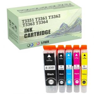 Remplacement Compatible pour EPSON 33XL T3351 T3361 T3362 T3363 T3364 Cartouches d'encre, pour XP-530 XP-630 XP-635 XP-830 XP-540 XP-640 XP-645 XP-900 5 Pack (WEIFENGLIU, neuf)