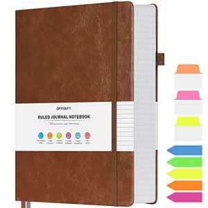 Grand carnet ligné, format A5, ligné, 314 pages numérotées avec autocollants, papier épais 100 g/m², couverture rigide, journal en cuir vegan pour femme, homme, école, bureau (GanFenDirect, neuf)