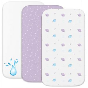 Drap Housse Cododo (Set de 2) + 1 Prot&egrave;ge Matelas Impermeable avec Elastique - 3-en-1 - Taille 55x90 cm - Compatible avec Berceaux, Lit Matelas Cododo Bebe - pour Fille et Gar&ccedil;on - Motif Espace (BMS France, neuf)