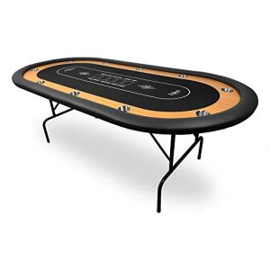 Table de Poker 10 Joueurs Noire 214x108 cm - Table Poker avec Pieds en Acier repliables - Tapis poker en Feutrine - Repose coude en Simili-Cuir - Racetrack en Bois - Pour malette Poker et Jetons Poker (Rubee Company, neuf)