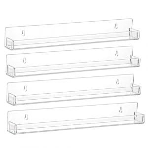 Eighosee Lot de 4 Étagères Murales pour Vernis à Ongles, Support de Vernis à Ongles en Acrylique Transparent avec Insert Antidérapant Amovible (xuefengdianpu, neuf)