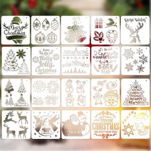 WeddHuis 20 Pi&egrave;ces Pochoirs R&eacute;utilisables, en Plastique avec Plusieurs Motifs, Dessin et Peinture DIY pour Mur, Porte, Fen&ecirc;tres, D&eacute;coration de No&euml;l Flocon de Neige, Fen&ecirc;tre et pour Peinture (UAB LIDMIBI LT, neuf)
