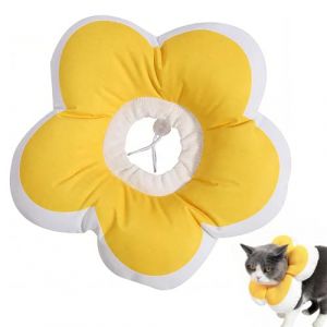 UIEXAY Colerette Chat Anti Lechage Collerette Chat En Coton Su&eacute;d&eacute; Respirant Anti Adh&eacute;sif Micro &Eacute;tanche Collerette Chat Anti Grattage Jolie Fleur Colerette Pour Chat Anti Lechage (S) (Behaodian Store, neuf)