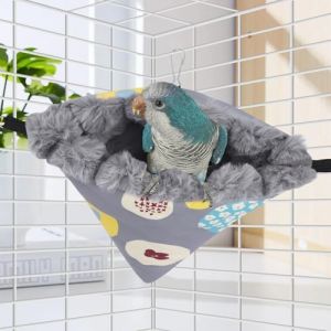 Yanmucy Nids d'oiseaux pour cages &agrave; oiseaux en peluche imperm&eacute;able &agrave; suspendre chaud pour perroquet, tente d'angle confortable pour dormir et jouer (gris, taille M) (Yanmucy, neuf)