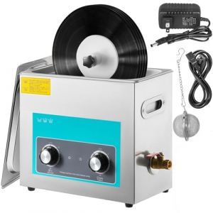 VEVOR Nettoyeur &agrave; Ultrasons pour Disque Vinyle Nettoyeur Ultrasonique Professionnel 6L 4 Disques &agrave; La Fois Machine &agrave; Ultrason Bac Inox Chauffage Commande par Bouton Nettoyage Profonde Bijoux Proth&egrave;se (VEVOR Direct Store FR, neuf)