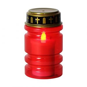 DZAY Bougie Funéraire, Lampe Funéraire LED Rouge ou Blanc, Lampe à Bougie Solaire à LED avec Capteur Crépusculaire, Bougie Solaire Exterieur Cimetiere, Bougie Cimetiere Forme de Croix pour Cimetière (BOGUEU, neuf)