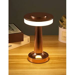 Lampe De Table Sans Fil Pour Chambre &Agrave; Coucher Salon, Lampe De Chevet Portable &Agrave; Piles Avec Contr&ocirc;le Tactile, Veilleuse Rechargeable 3 Couleurs &Agrave; Gradation Continue [Classe &Eacute;nerg&eacute;tique A],Laiton (guankailighting, neuf)