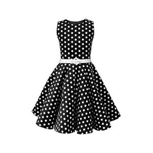 BlackButterfly Enfants Robe Années 50 Vintage à Pois 'Audrey' (Noir - Pois, 9-10 Ans) (BlackButterfly Clothing, neuf)