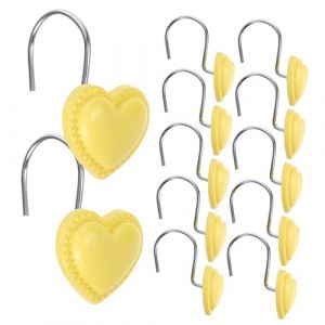 BCOATH 12pièces De Rideau De Coeur Lot de Anneaux Décoratifs pour Rideaux Installation Facile Compatible avec Types De Barres (Mankoshin, neuf)