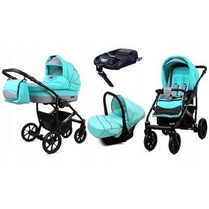 BabyLux® Enfant Poussette Combinée Set 4 en 1 - Largo - incl. Nacelle, Canne, Siège de voiture, ISOFIX Base - Siège Auto - Landau Bébé - avec Sac à langer, Habillage pluie etc. (BabyLux-shop, neuf)