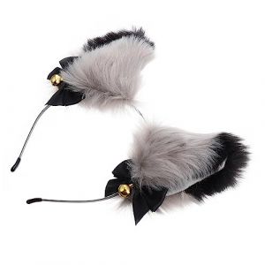 OSOLADY Bandeau De Cloche D'oreille De Chat Oreilles De Loup Filaire Cerceau De Bandeau D'oreille à Bandeau D'oreille De Chien Bandeau à Tamia Arc Grey En Tissu (Yunomiy, neuf)