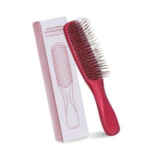 Brosse &agrave; cheveux d&eacute;m&ecirc;lante en poils de sanglier doux - Brosse &agrave; cheveux d&eacute;m&ecirc;lante humide et s&egrave;che pour cadeaux longs et boucl&eacute;s - Poils de sanglier en nylon (Yiguanzhuo, neuf)