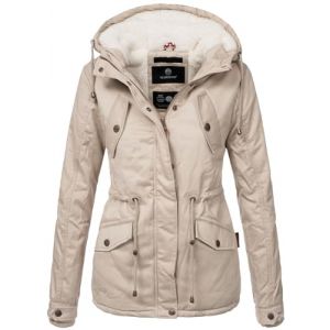 Veste d'hiver pour femme - Rembourr&eacute;e en fausse fourrure - Marikoo B376 - Beige - Small (GoldenBrands, neuf)