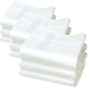 Mouchoirs en tissu - Mod&egrave;le CAMILLE - 100% Coton - Fil 40S - Blanc Classique - Environ 35cm x 35cm - 9 Unit&eacute;s (Merrysquare, neuf)