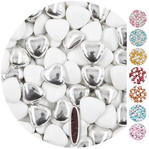 EinsSein 1kg Dragees mariage au chocolat c&oelig;ur Mix m&eacute;dium blanc-argent brillant drag&eacute;es mariage bapt&ecirc;me no&euml;l communion amandes feter et recevoir f&ecirc;ter de fete couleur pas cher aux bombe tag voir mes (Shopingeneur, neuf)