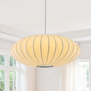 kaixunl Lustre moderne Tissu Suspension Lanterne Lustres Bulle Blanc Style Japonais Abat-jour En Imitation Soie Suspension Cocon Id&eacute;al Pour Les Salon Salle &Agrave; Manger, Chambre et Couloir 50cm (Kaixunl, neuf)