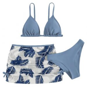 Ensemble 3 Pi&egrave;ces Maillot De Bain Maillot De Bain Ado Fille 8-14 Ans Hauts De Maillots + Bas De Maillots Tanga + Jupe Bikini Maillots De Bain pour Enfants Maillots de Bain Fille (PINTUTU SEXY, neuf)