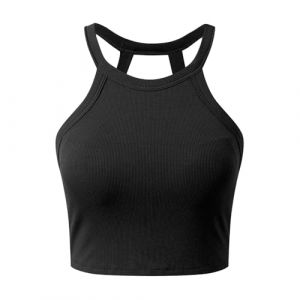 G&eacute;n&eacute;rique D&eacute;bardeurs Pour Femme Debardeur Avec Soutien Gorge Integre Blanc Crop Top Sans Armatures Caraco Coton Haut Vert En Respirant &Eacute;t&eacute; Les Cours De Yoga Camisole D&eacute;bardeur (Clumanbbl, neuf)