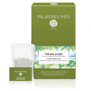 Palais des Thés, THÉ DES ALIZÉS, Thé vert parfumé, Mélange Fruité, 20 Sachets Mousselines (Objectif Zen, neuf)